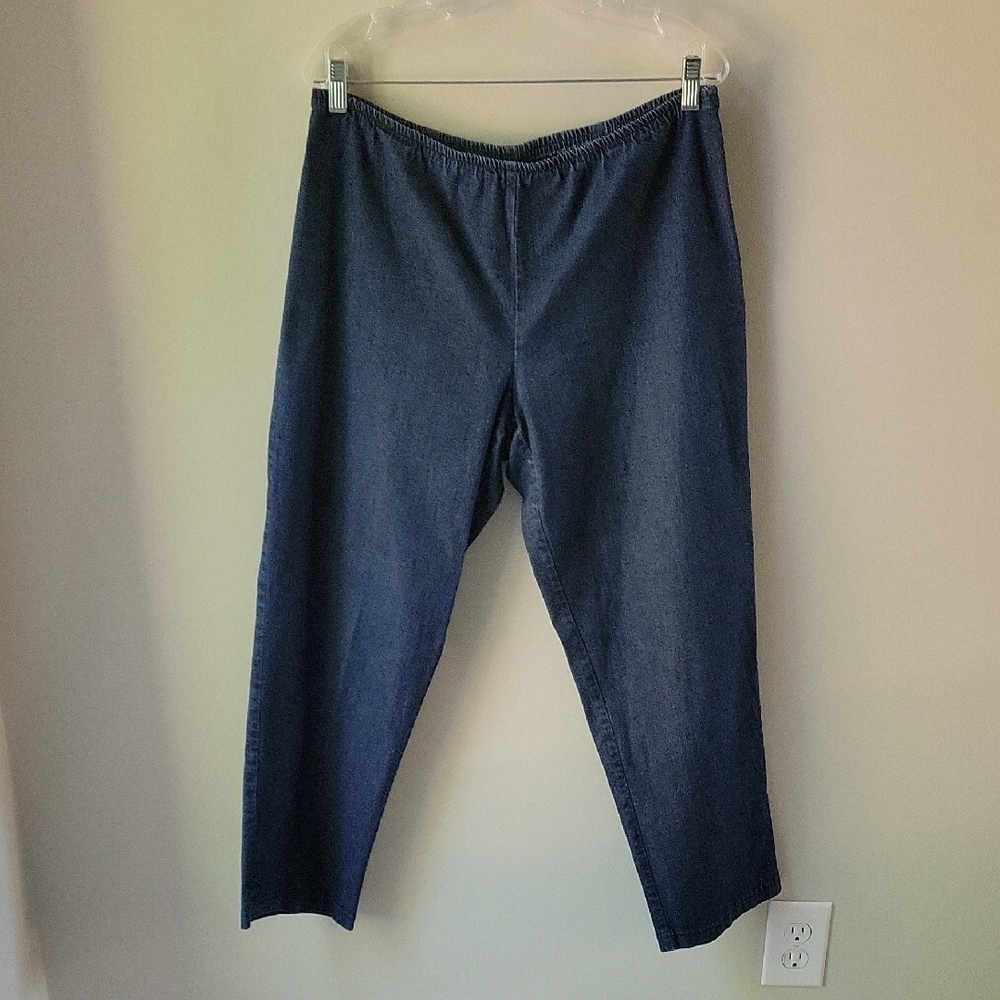 Eileen Fisher Dark‎ Blue Denim Jeans Tappered Wide Leg Womens Size Large